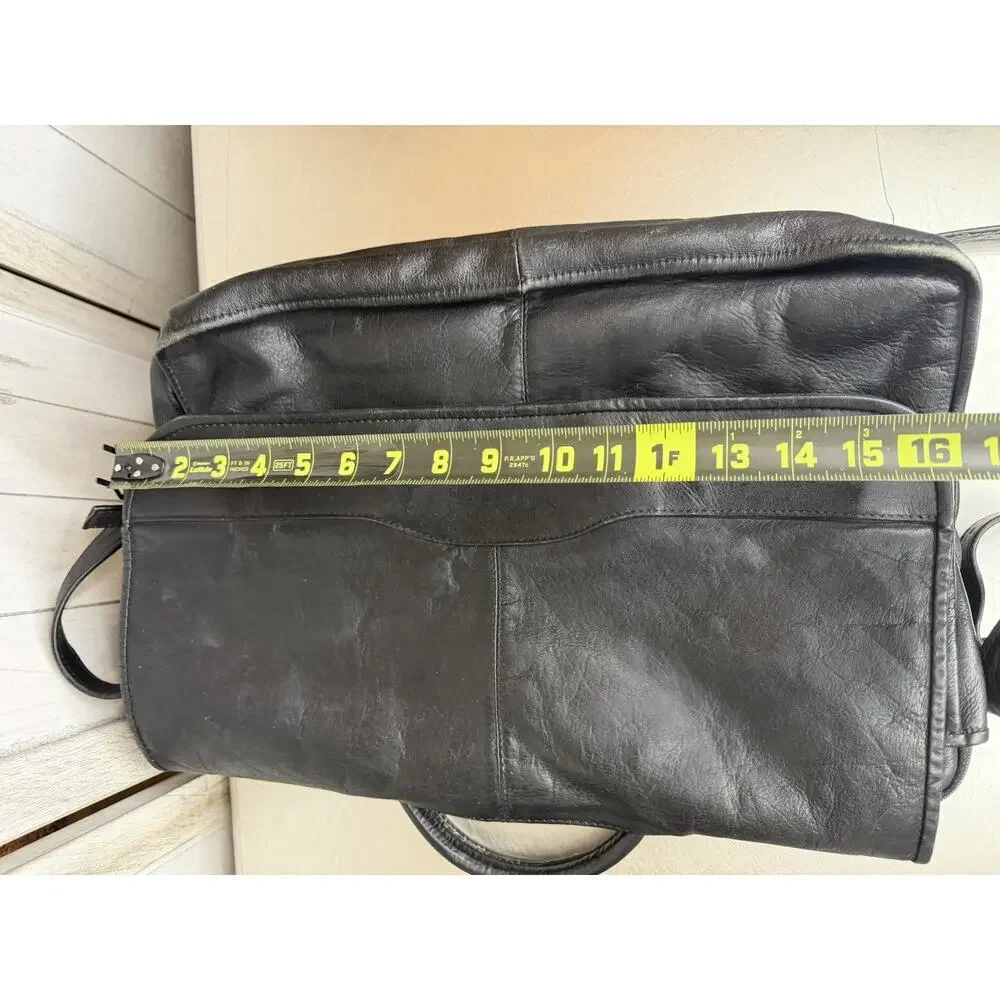 Vintage Wilsons Leather Messenger Bag Briefcase Handle Shoulder Strap Black